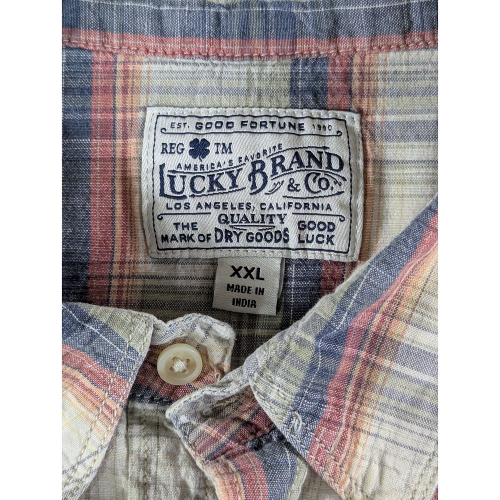 Lucky Brand XXL Short Sleeve Western Plaid Pearl Snap Shirt - Picture 5 of 8